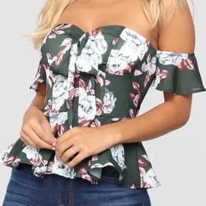 Sweet Stuff Off Shoulder Top - Hunter